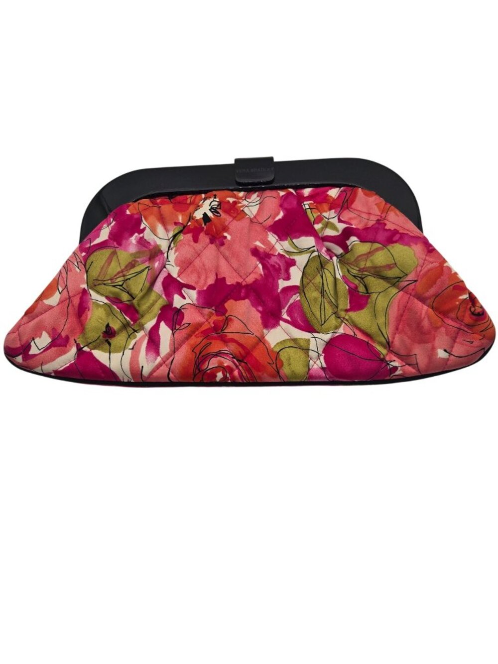 Vera Bradley Vintage Rose Millie Quilted Silk Clutch 12x7 Inches